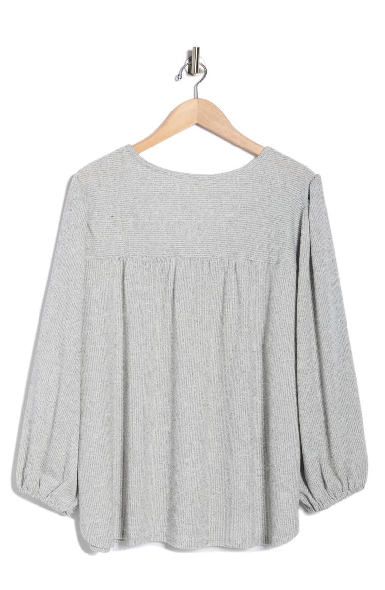 MAX STUDIO Three-Quarter Sleeve Henley Top, Alternate, color, Grey
