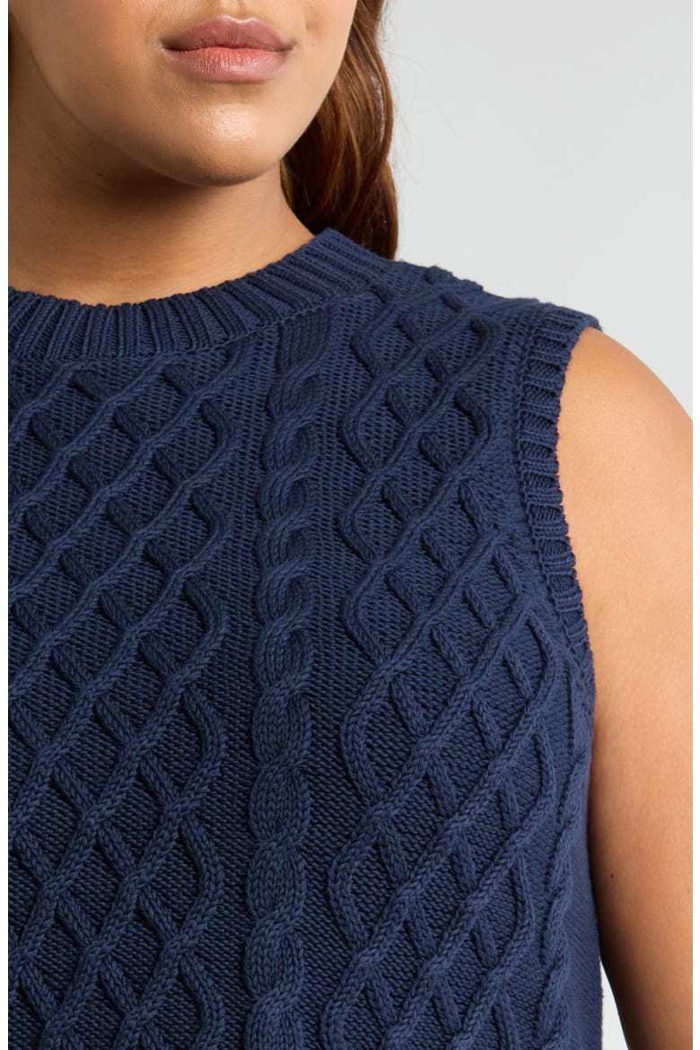 Cable Stitch Sweater Vest, Alternate, color, NAVY BLAZER