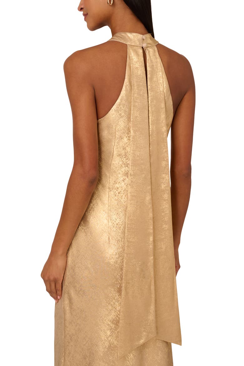 Foiled Trumpet Gown, Alternate, color, LIGHT GOLD