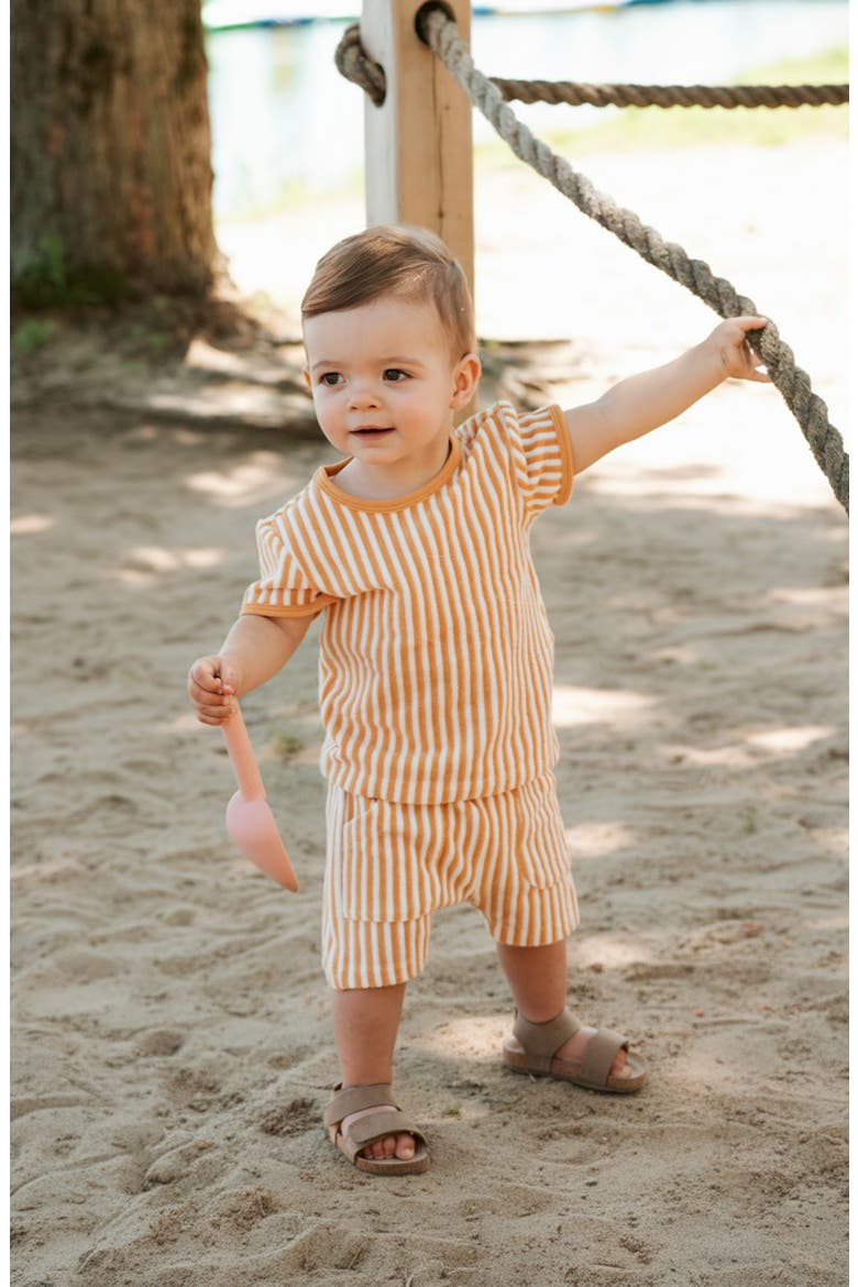 Stripe Terry T-Shirt & Shorts Set, Alternate, color, YELLOW GOLD