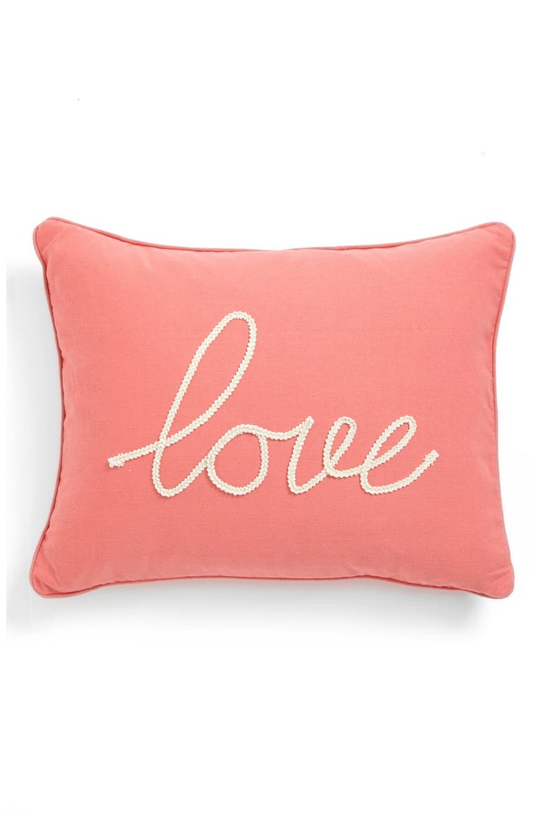 'Love' Pillow, Main, color, CORAL
