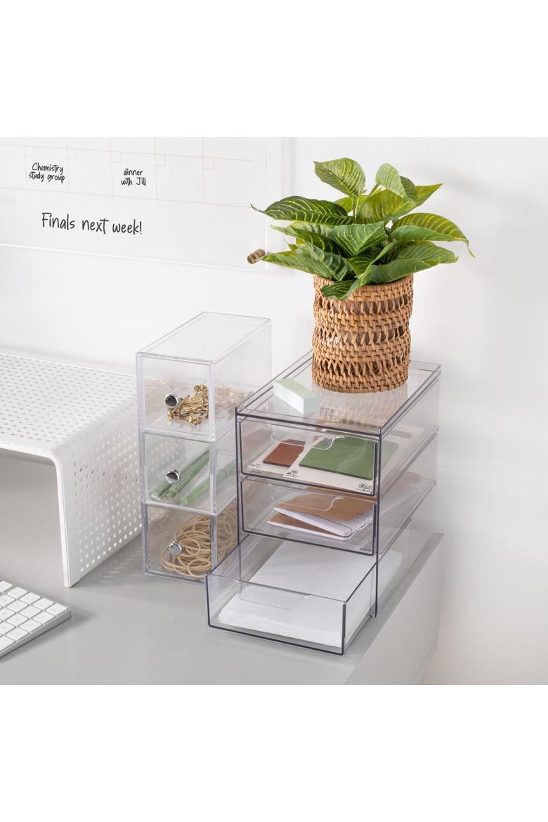 3-Drawer Stackable Organizer - Set of 2 - Clear, Alternate, color, Clear