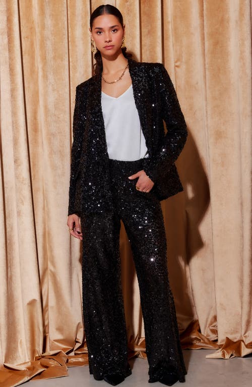 Fifteen Twenty Lynette Wide Leg Sequin Pants In Black