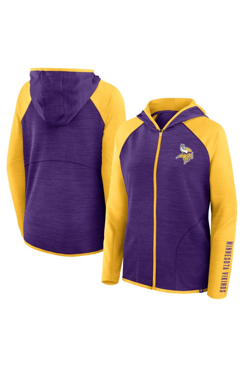 Women's Fanatics Purple/Gold Minnesota Vikings Redzone End Around Pass Raglan Full-Zip Hoodie, Main, color, Purple