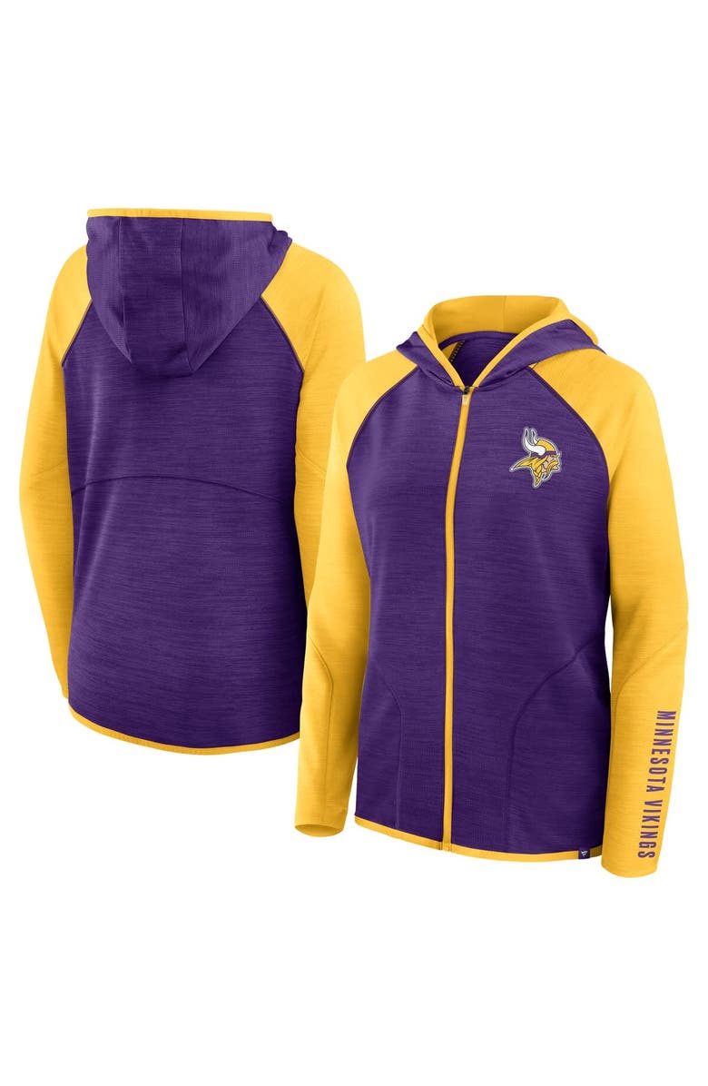 FANATICS Women's Fanatics Purple/Gold Minnesota Vikings Redzone End Around Pass Raglan Full-Zip Hoodie, Main, color, Purple