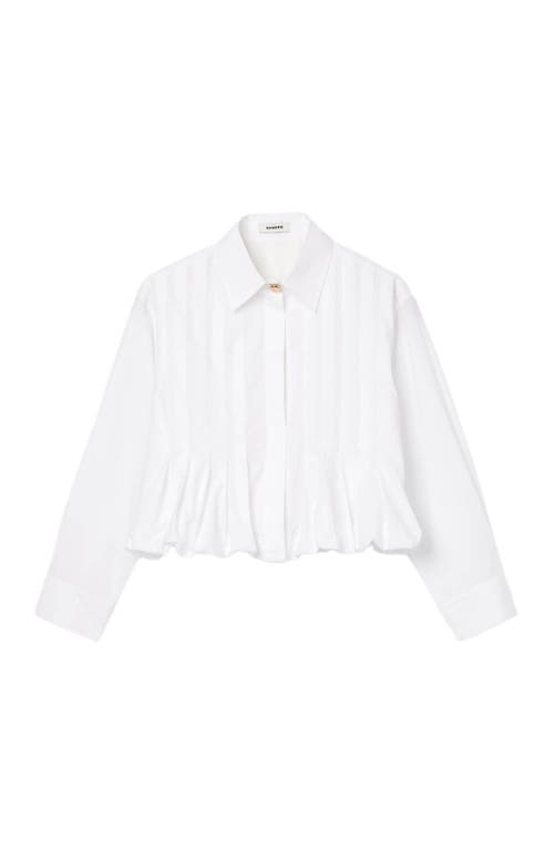 Sandro Pleated Cropped Shirt In White