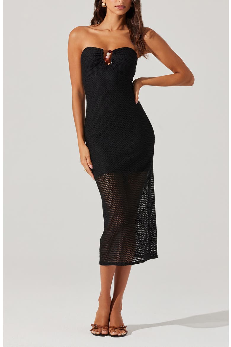 Kasandra Strapless Dress, Alternate, color, BLACK