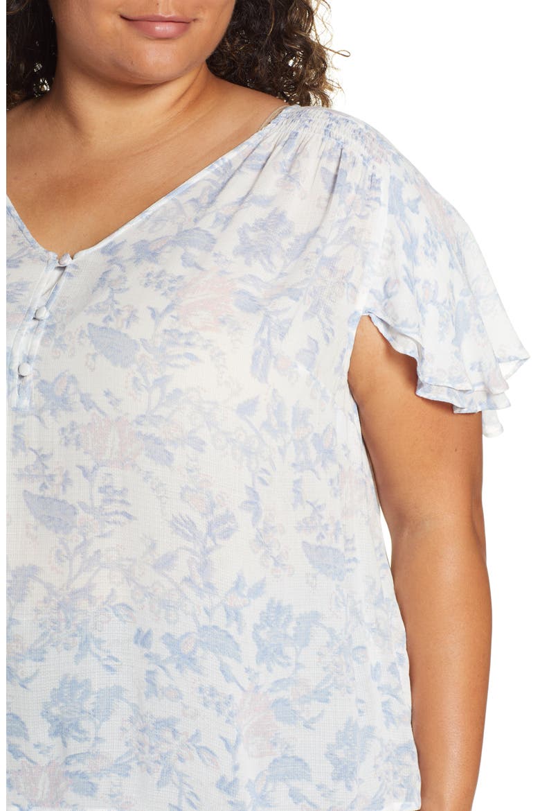 Flutter Sleeve Print Top, Alternate, color, MULTI