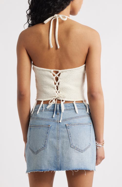 Bp. Crochet Cotton Blend Halter Top In Ivory Dove