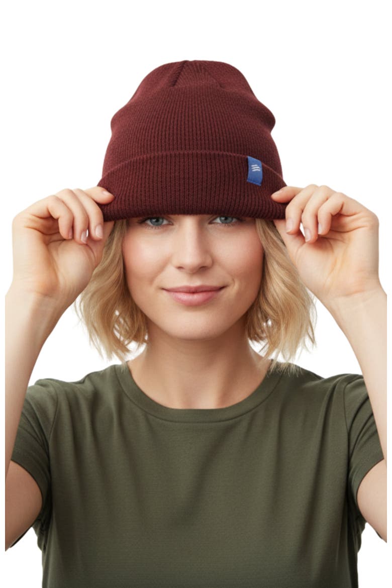 The Softest Ultra cozy Yak Yarn Heathered Knit Beanie, Alternate, color, Wine