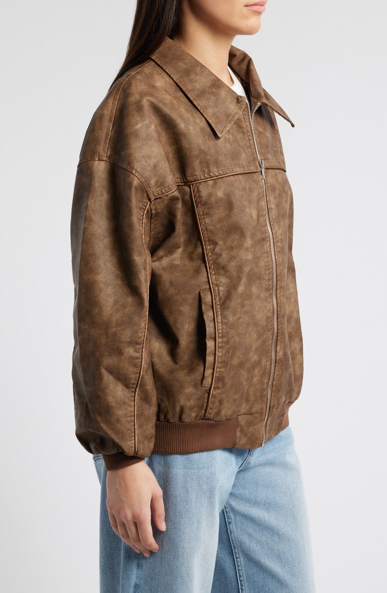 Princess Polly Goldsmith Oversize Faux Leather Bomber Jacket, Alternate, color, 