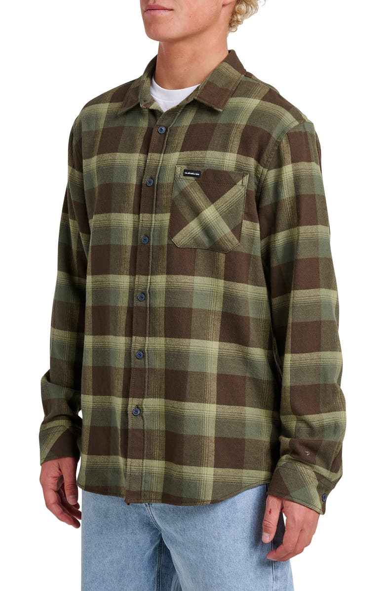 Quiksilver Penmar Check Cotton Flannel Button-Up Shirt, Alternate, color, Chocolate Brown
