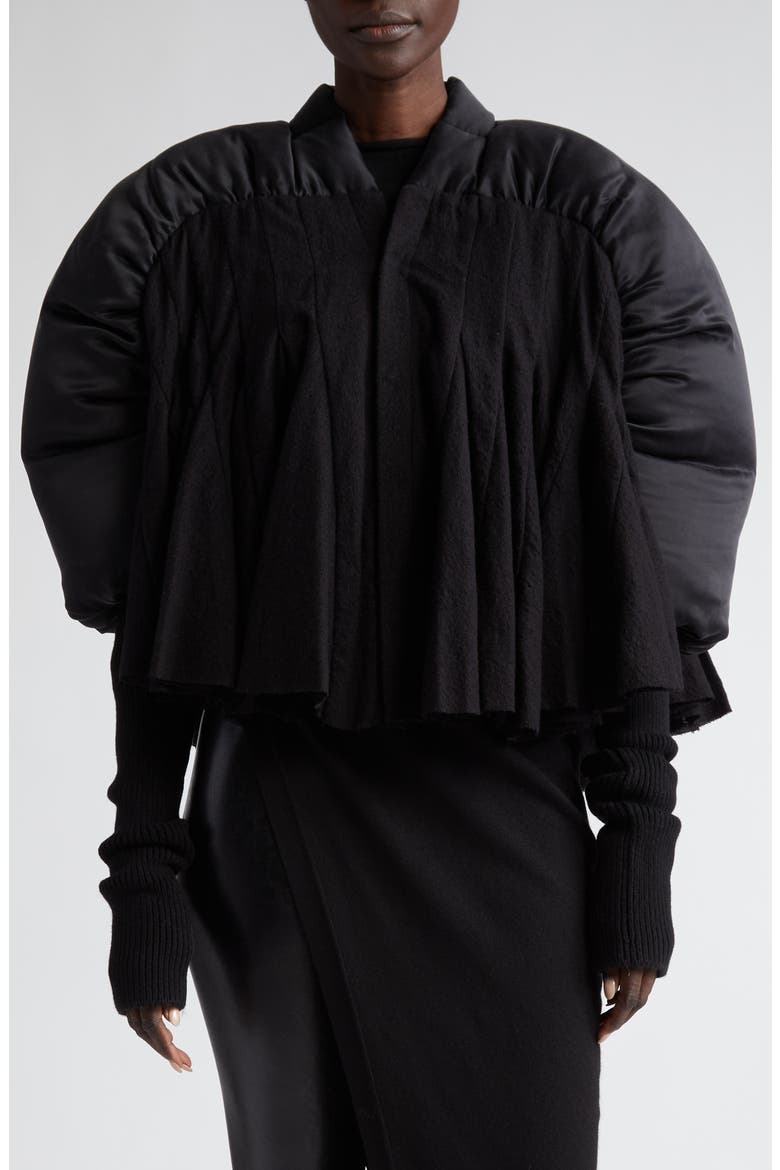 Duvetessa Mixed Media Crop Jacket, Main, color, BLACK