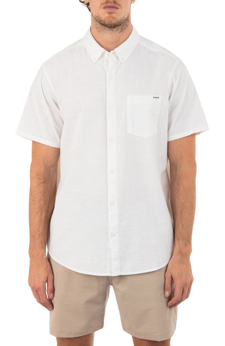 Hurley Icon Stretch Button-Down Shirt, Main, color, White