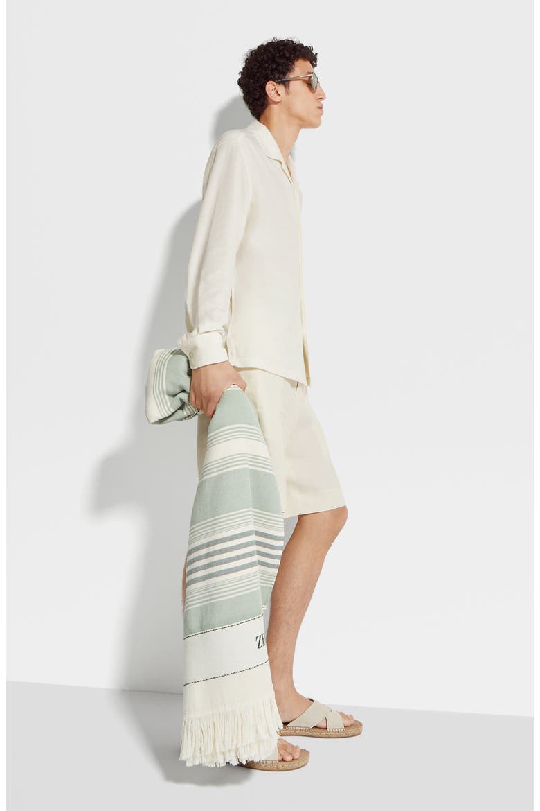 Sponge Cotton & Silk Knit Button-Up Shirt, Alternate, color, CALCARE