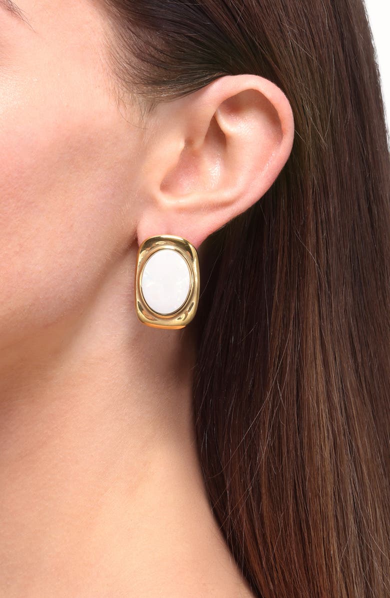 Bracha Coraline Mother-of-Pearl Drop Earrings, Alternate, color, Gold