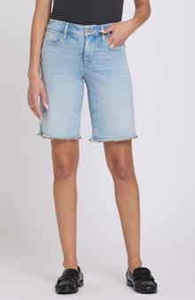 Lilly Frayed Relaxed Long Denim Shorts