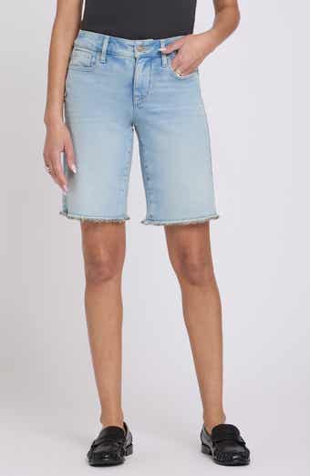 Lilly Frayed Relaxed Long Denim Shorts