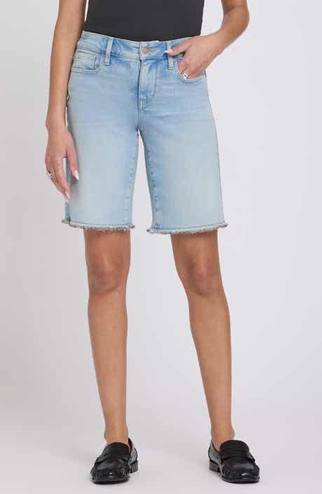 Lilly Frayed Relaxed Long Denim Shorts