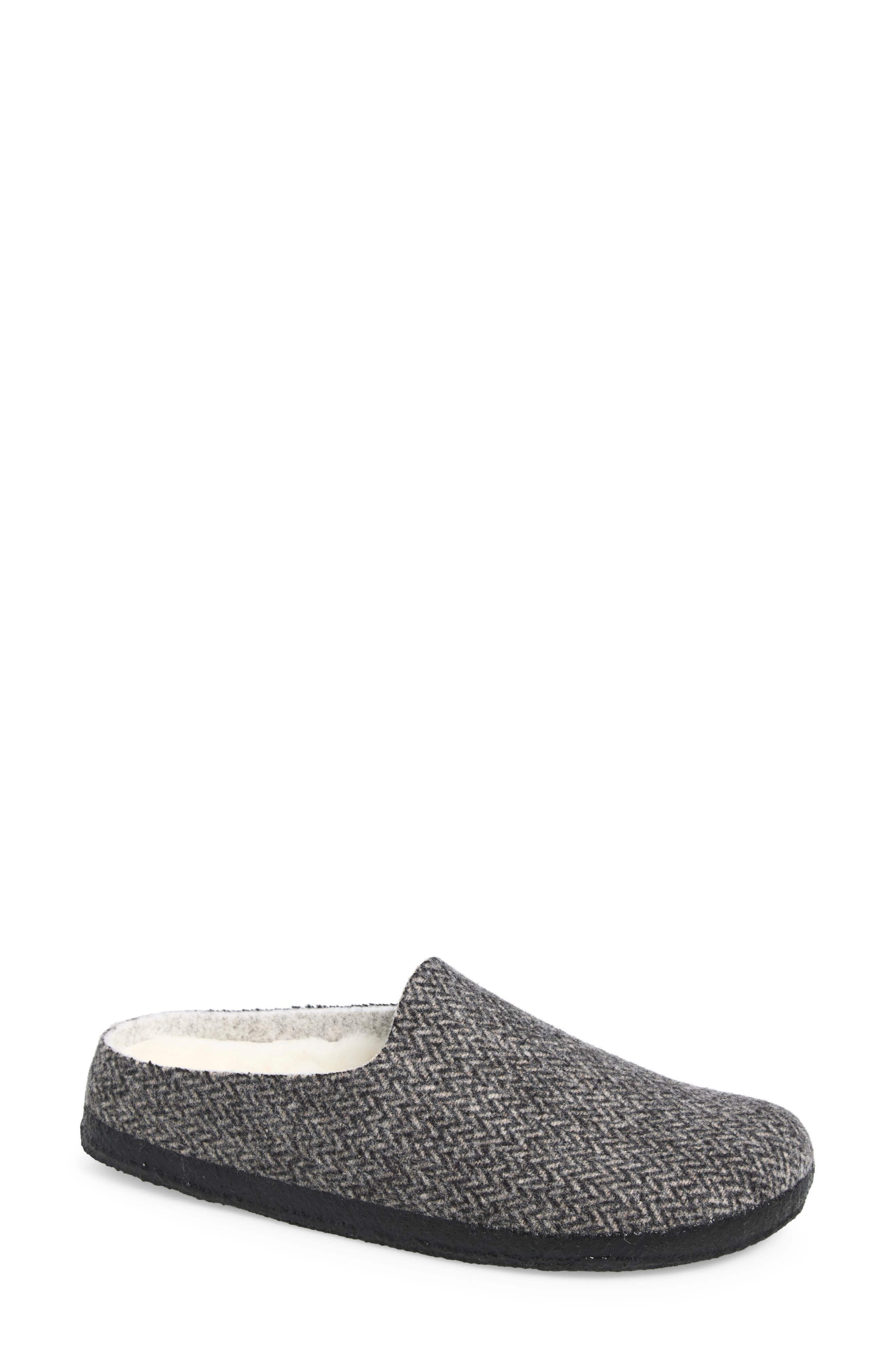 Amsterdam Genuine Shearling Slipper, Main, color, HERRINGBONE GRAY/ NATURAL