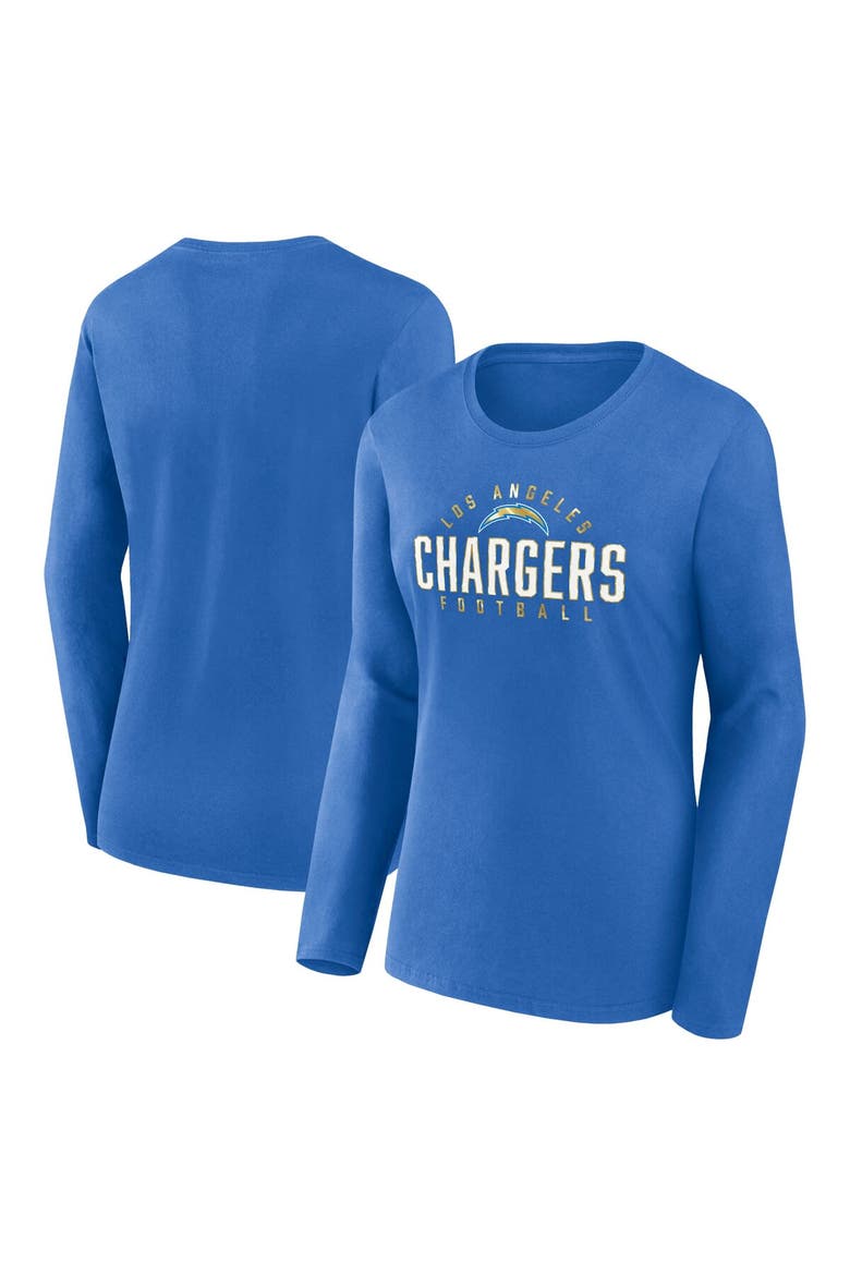 Women's Fanatics Branded Powder Blue Los Angeles Chargers Plus Size Foiled Play Long Sleeve T-Shirt, Main, color, Powder Blue