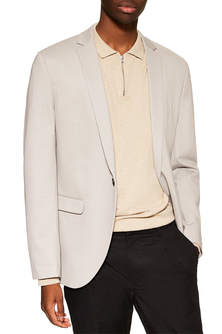 Skinny Fit Jersey Blazer, Main, color, GREY