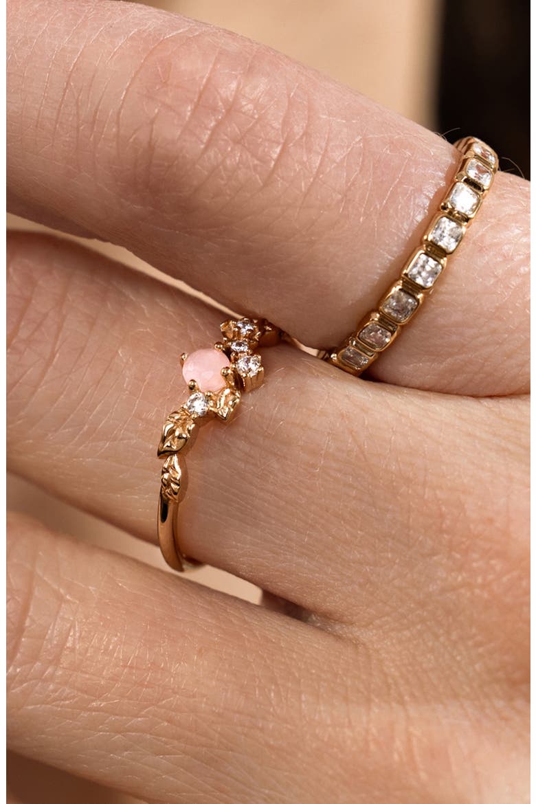 Lumi Flora Ring, Alternate, color, GOLD VERMEIL / ROSE QUARTZ