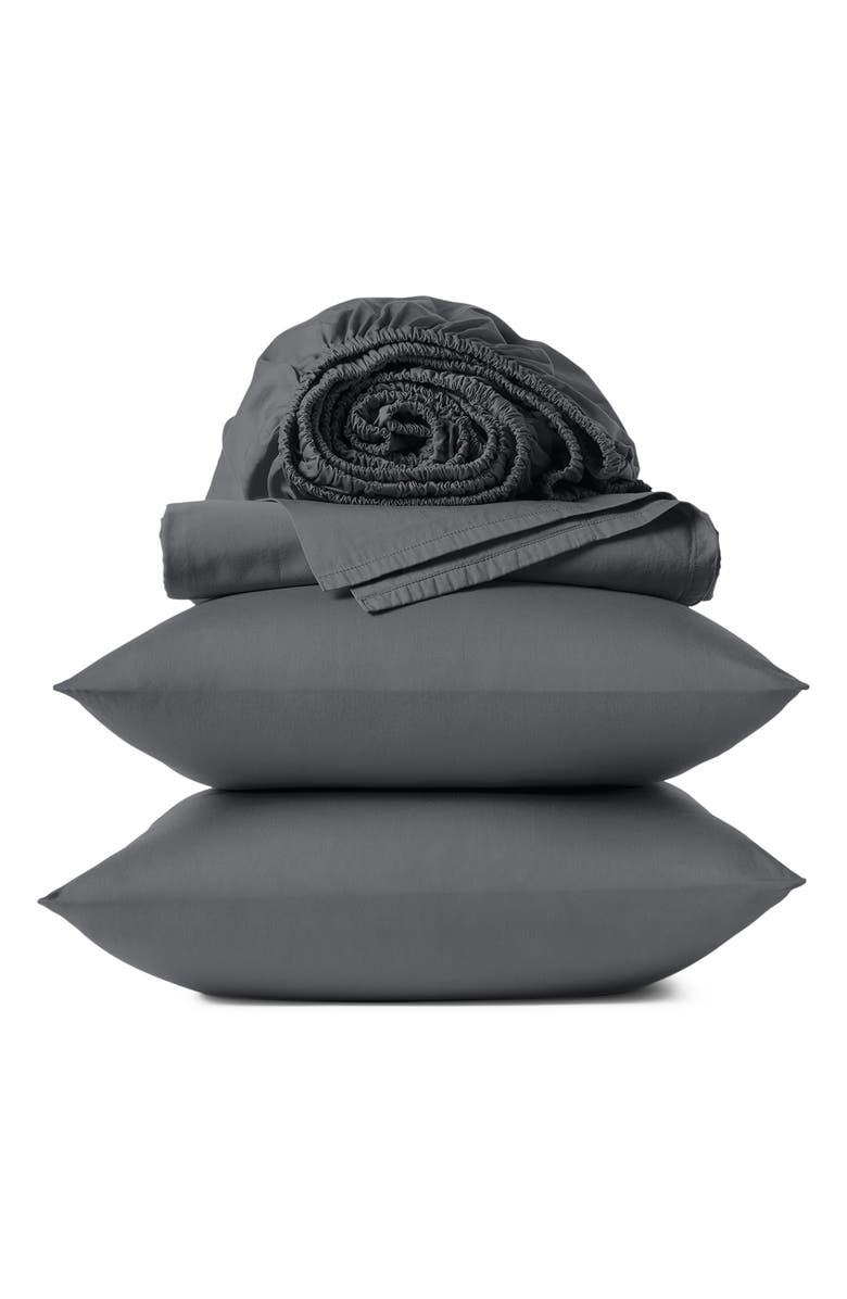 Coyuchi Classic Organic Cotton Sateen Sheet Set, Main, color, Graphite