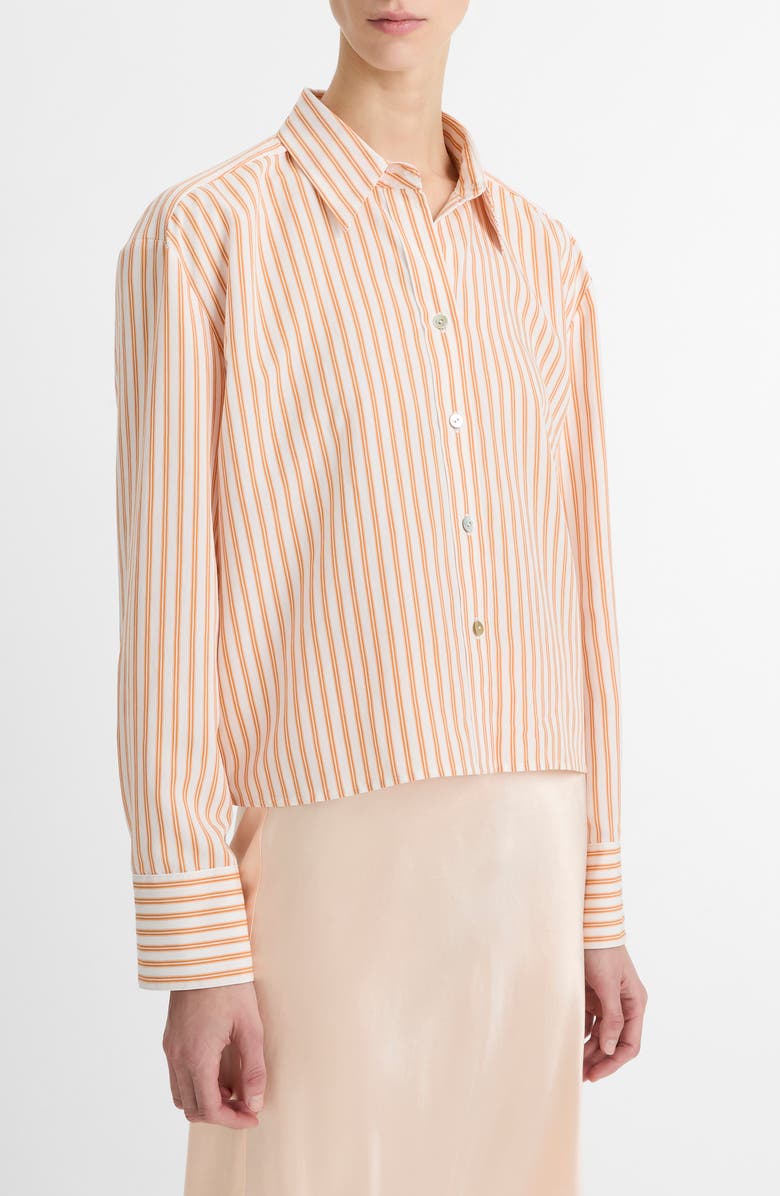 Vince Till Stripe Crop Shirt, Alternate, color, 807Mow-Marigold/ Off White
