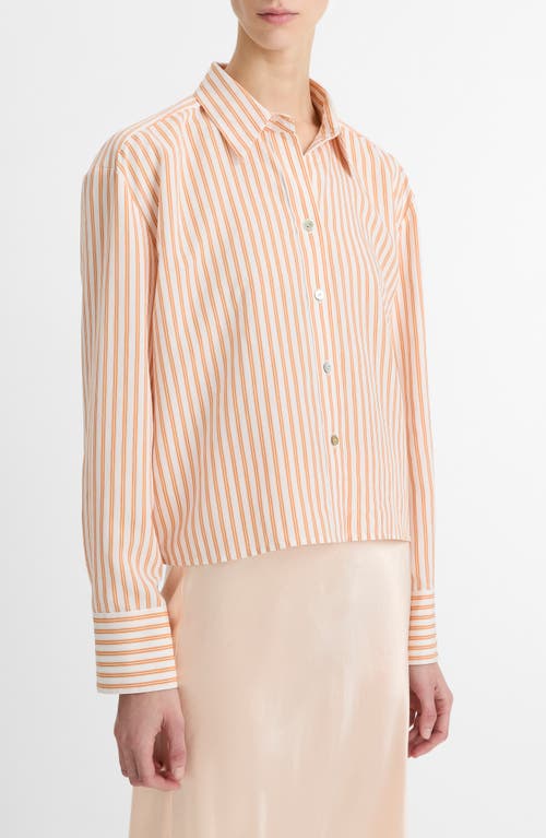 Vince Coast Striped Tencel Lyocell-blend Poplin Shirt In 807mow-marigold/off White