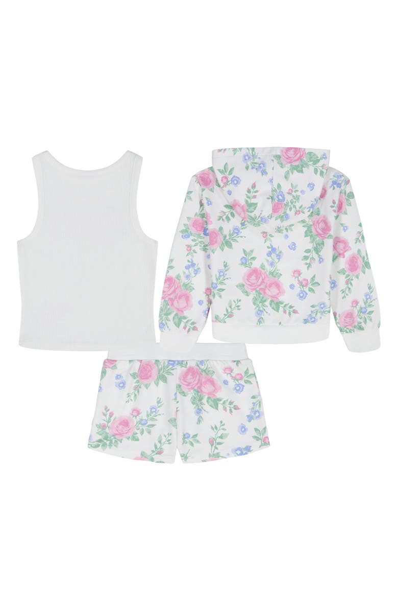 Juicy Couture Kids' Floral French Terry Hoodie, Tank & Shorts Set, Alternate, color, White