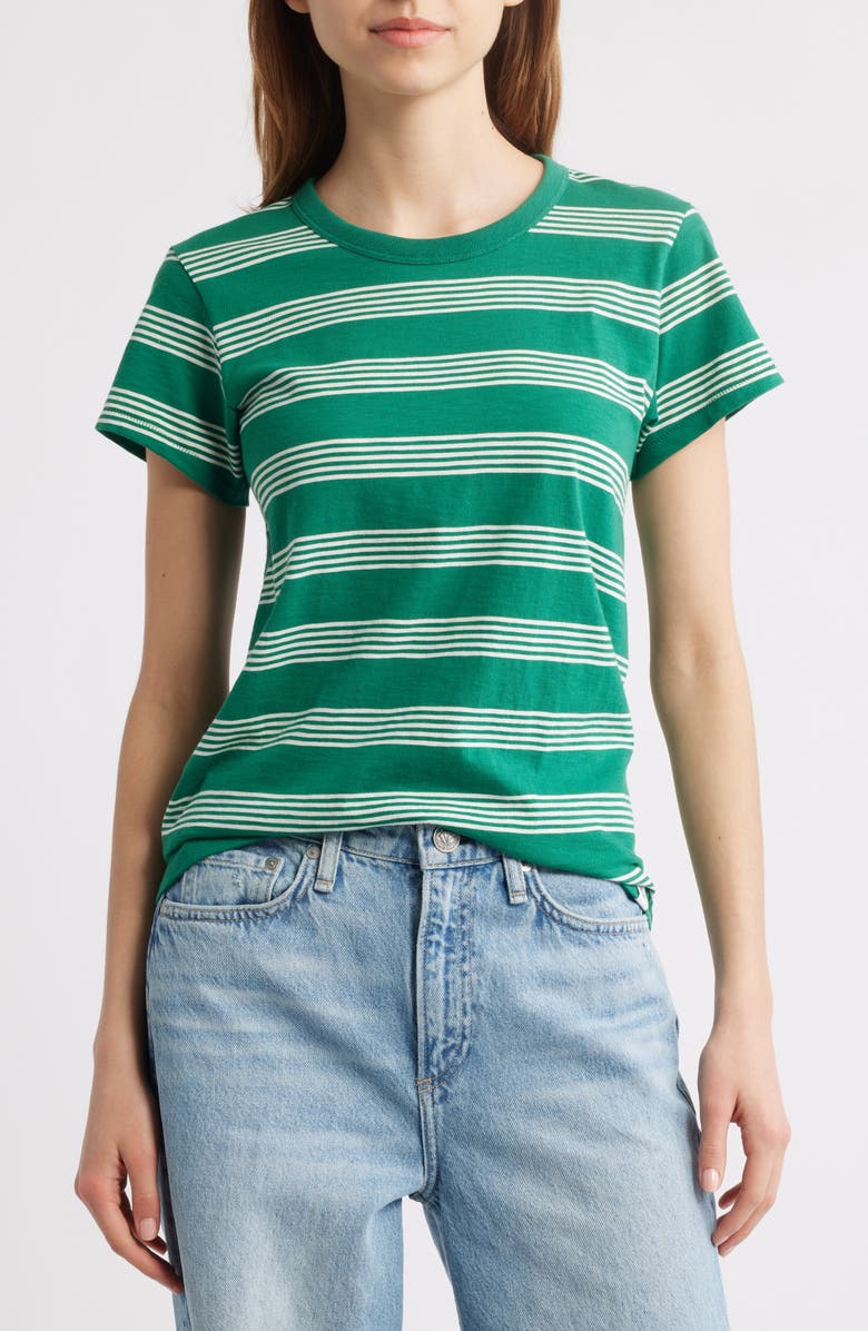 rag & bone The Slub Stripe T-Shirt, Main, color, Green Multi