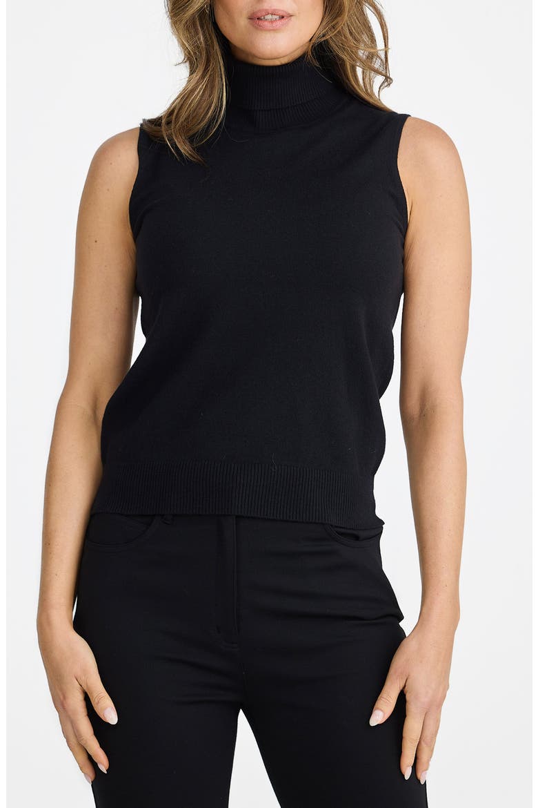 Skye Sleeveless Turtleneck Sweater, Main, color, BLACK