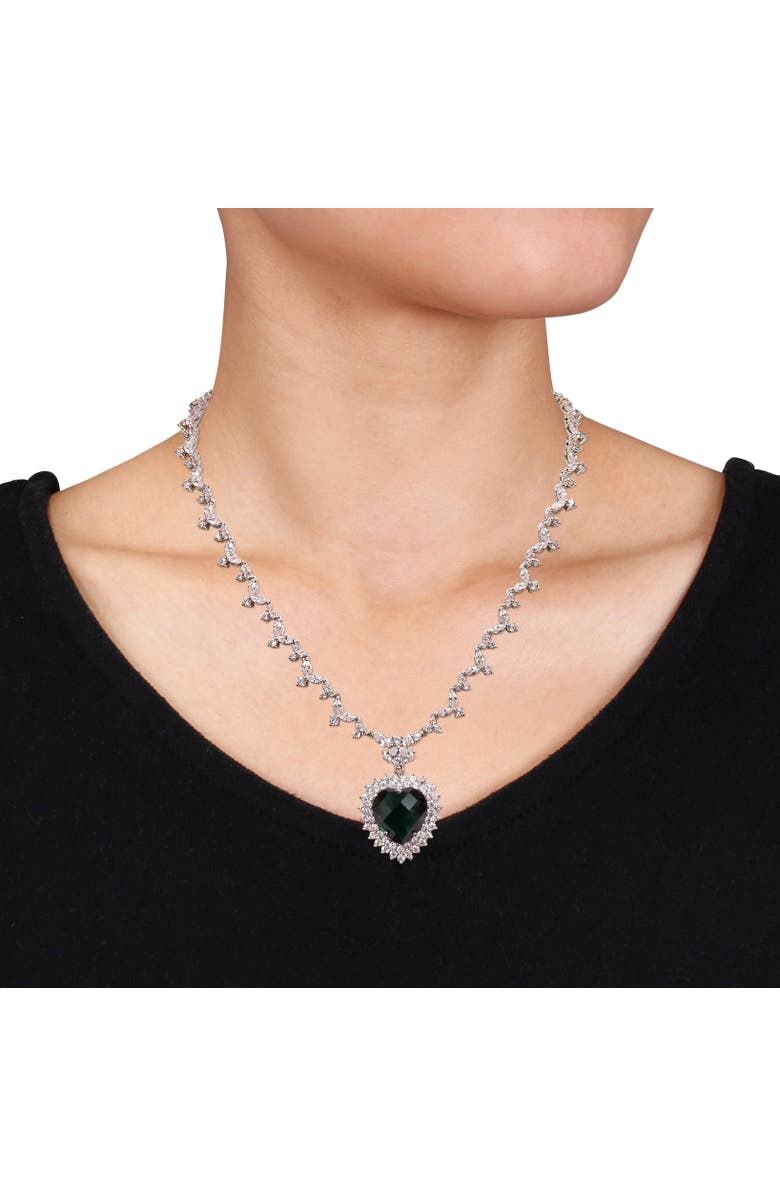 Julianna B. Colored & White Cubic Zirconia Heart Necklace, Alternate, color, Green Cz