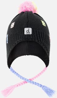 Deux par Deux Winter Peruvian Gummy Bear Fleece-Lined Pompom Knit Hat