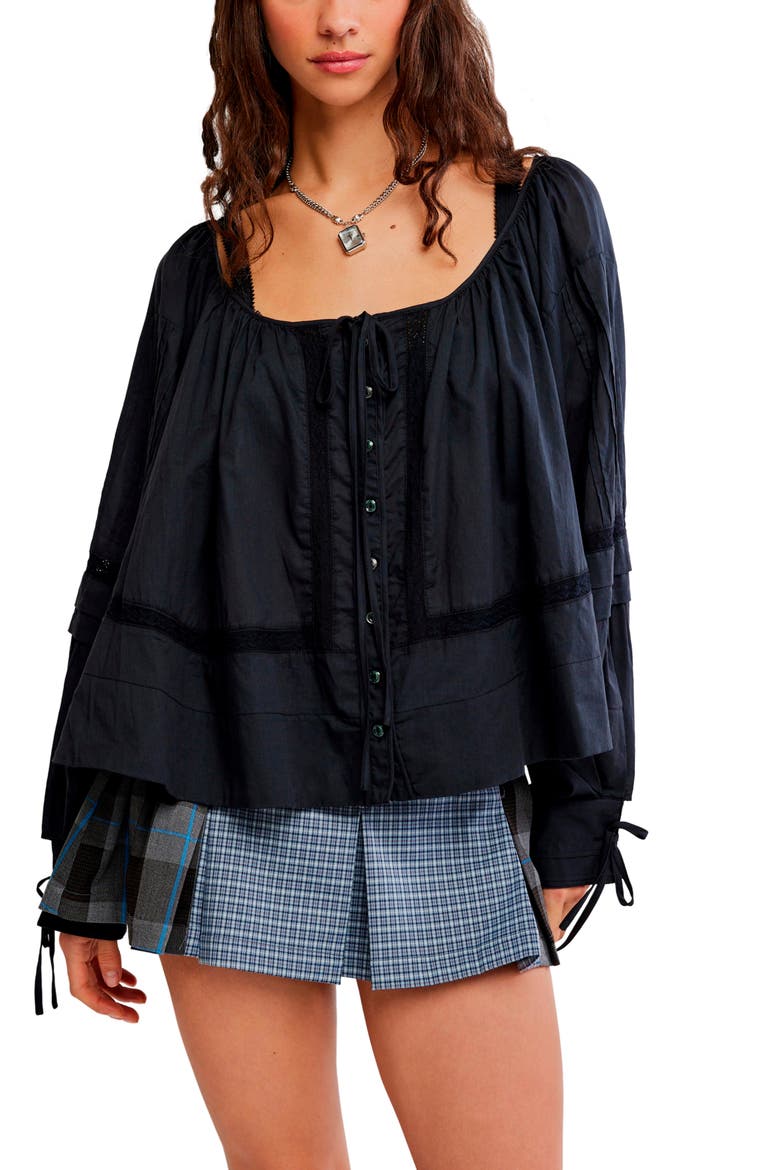 La Lune Cotton Top, Main, color, BLACK