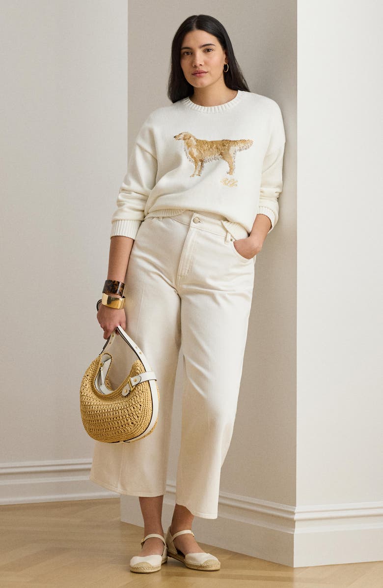 Lauren Ralph Lauren Intarsia Dog Sweater, Alternate, color, White Multi