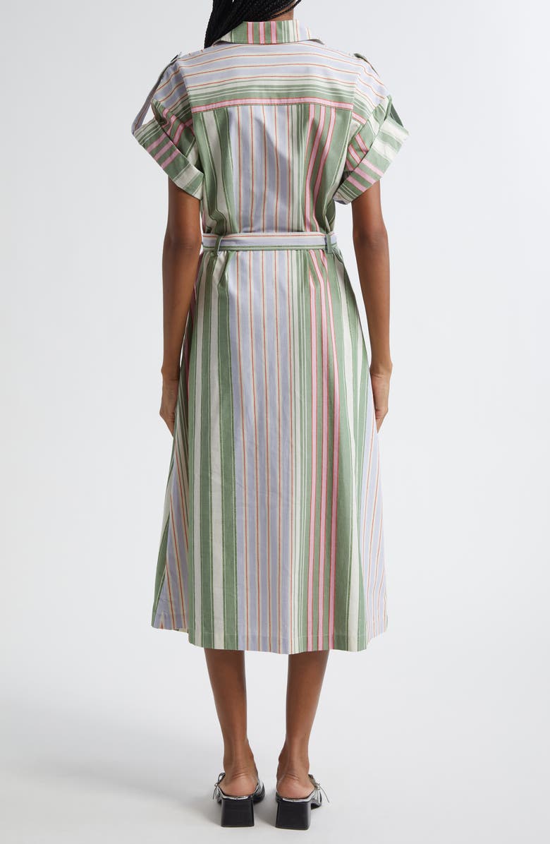 Stine Goya Stripe Organic Cotton Shirtdress, Alternate, color, Forest Stripe