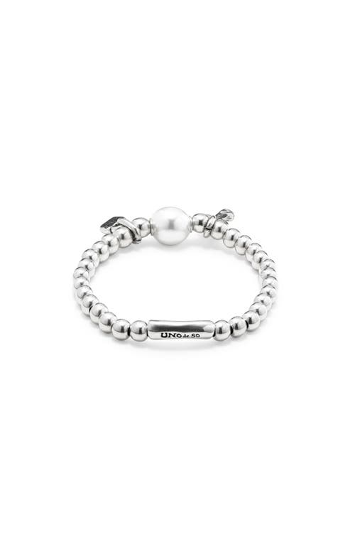 Unode50 Sterling Silver-plated Beaded Bracelet With A Pearl In Silver