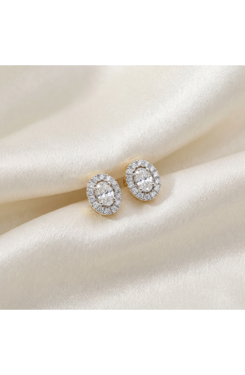 Bliss Diamond 3/4Ct Oval Diamond Halo Earrings in or Gold Lab Grown, Alternate, color, Yellow Gold