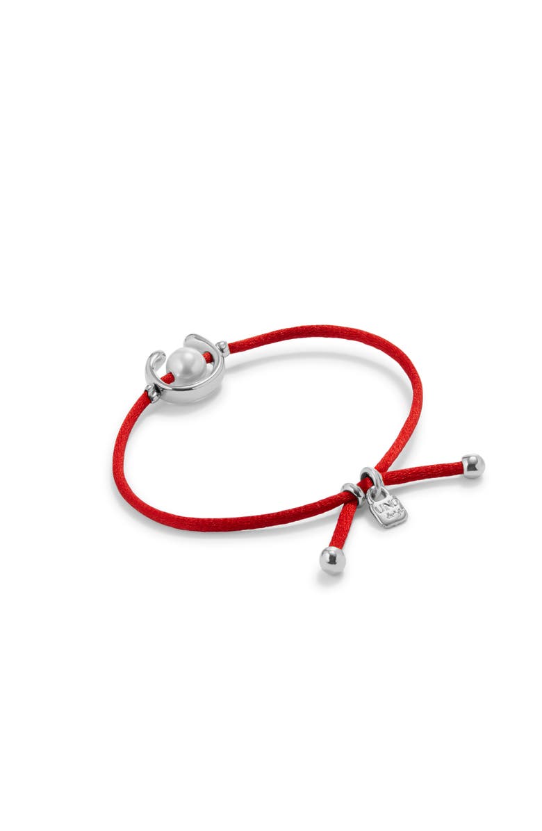 UNODE50 Sterling silver-plated red thread bracelet with shell pearl accessory, Alternate, color, Silver