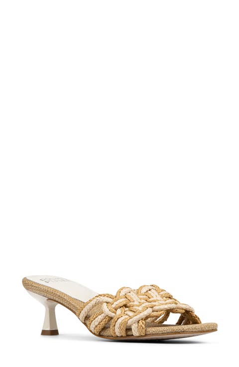 Raffia Kitten Heel Slide Sandal (Women)