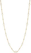 EFFY 14K Yellow Gold Diamond & Freshwater Pearl Station Necklace