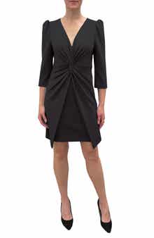 Julia Jordan Knotted Three-Quarter Sleeve Minidress