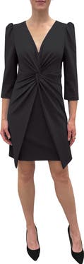 Julia Jordan Knotted Three-Quarter Sleeve Minidress