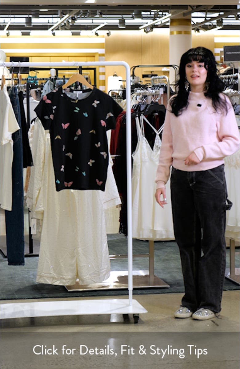 Ozzy Butterfly Print Cotton Blend T-Shirt, sales video thumbnail