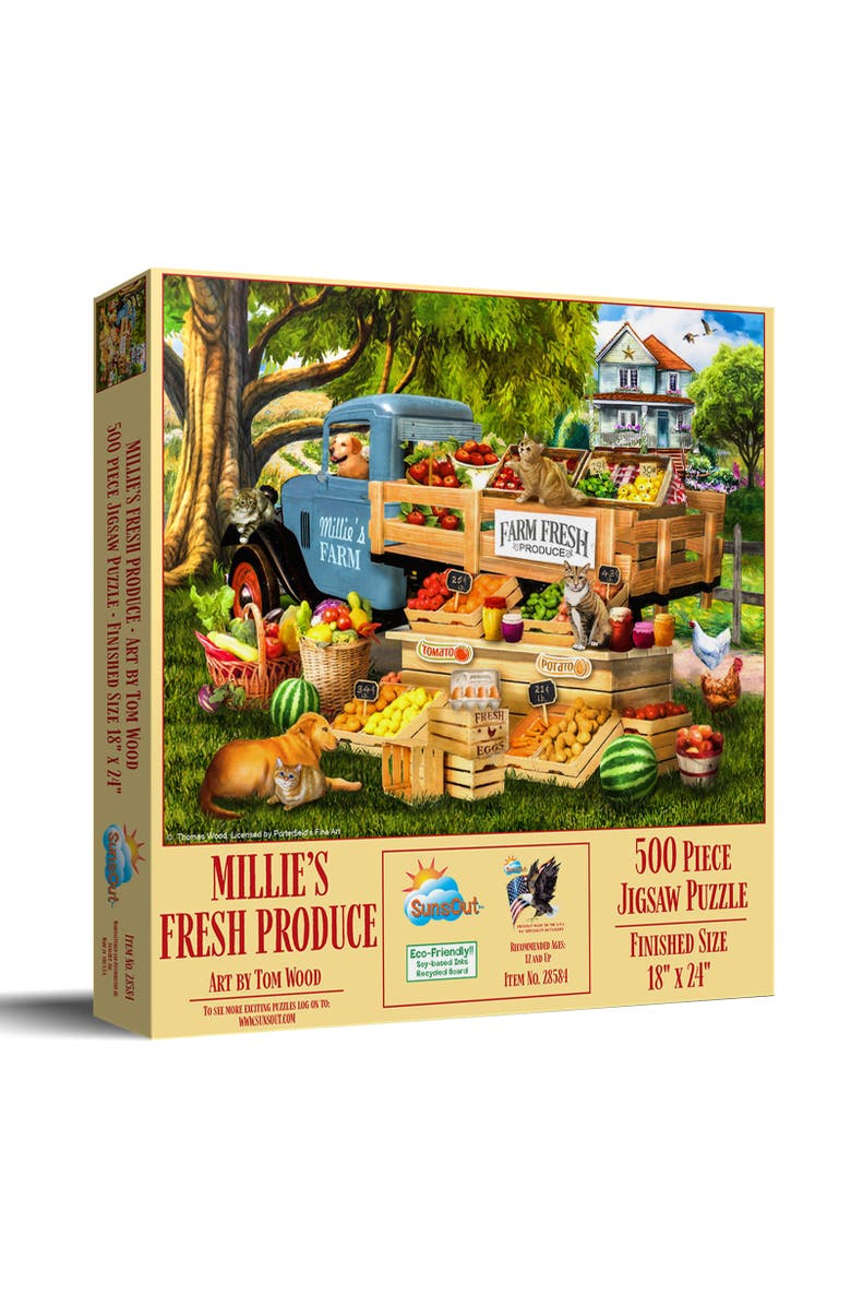Sunsout Millie's Fresh Produce 500 piece Jigsaw Puzzle for Adults, Main, color, Multicolor