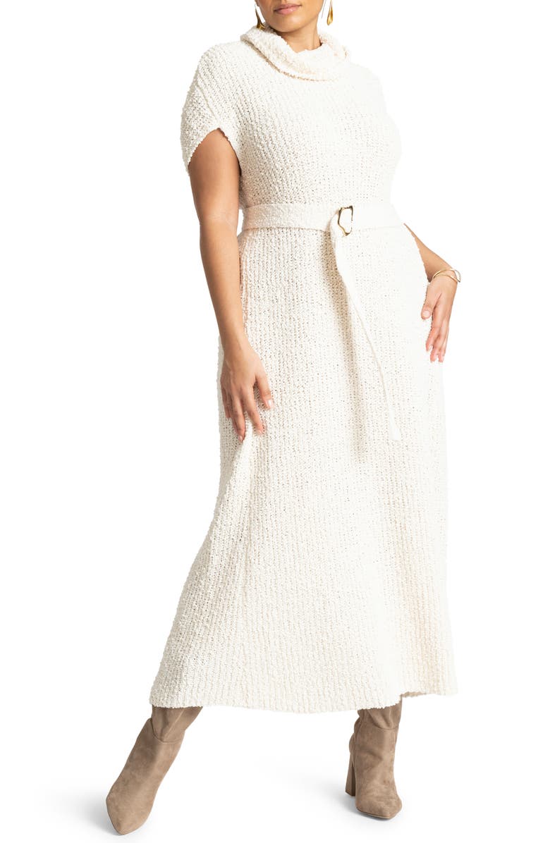 ELOQUII Turtleneck Cocoon Sweater Dress, Main, color,