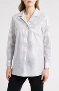 Ming Wang Stripe Cotton Popover Shirt