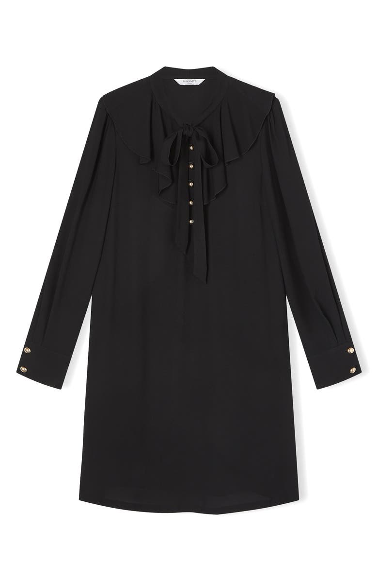 LK Bennett Millie Long Sleeve Crepe Tunic Dress, Alternate, color, Black